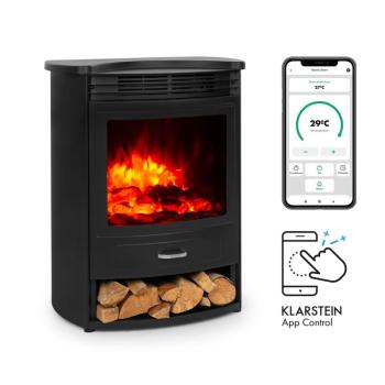 Klarstein Bormio S Smart, elektromos kandalló, 900/1800 W, termosztát, heti időzítő, fekete kép