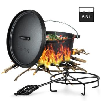 Klarstein Galloway, öntöttvas edény, 6.0 barbecue edény, öntöttvas, hőkezelt, M/6 qt/5,5 l méret