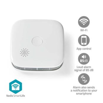 SmartLife füstérzékelő | Wi-Fi | Elemes Áramellátás | Érzékelő élettartama: 10 év | EN 14604 | Max. akku élettartam: 24 Hónap | 85 dB | Fehér | 1 db kép