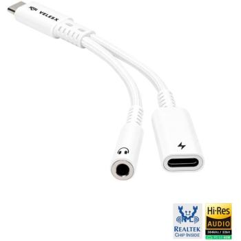 Veles-X Hi-Res DAC Audio Adapter – Realtek Chip (384 kHz / 32-bit), USB-C to 3.5 mm Jack + PD White kép