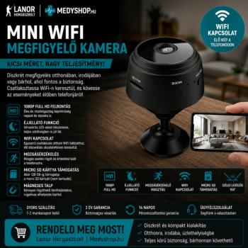 A9 vezeték nélküli mini kémkamera WiFi IP kamerával – fekete kép