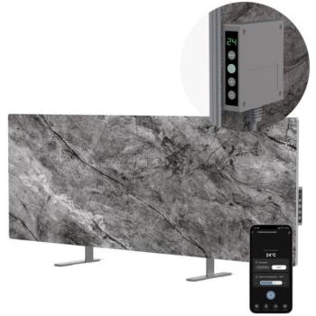AENO GH6s Okos fűtőtest, infravörös + konvekciós, edzett üveg, LED kijelző, 700 W, Antique marble kép