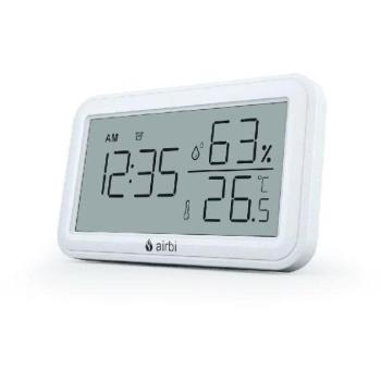 Airbi INDOOR - Szobahőmérő és páratartalom-mérő órával - fehér