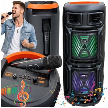 Akkus hangszóró, karaoke gép Bluetooth kapcsolattal, mikrofonnal 
