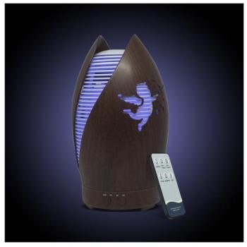 Ámor 7 LED-es aroma diffúzor távirányítóval – fahatású borítás, szabályozható üzemidő (BBV) (FX) kép