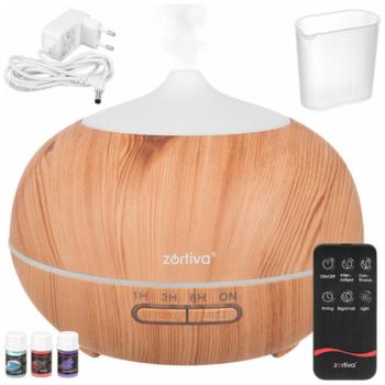 Aroma diffúzor 400 ml – ultrahangos párásító LED világítással, távirányítóval, natur | Zortiva kép