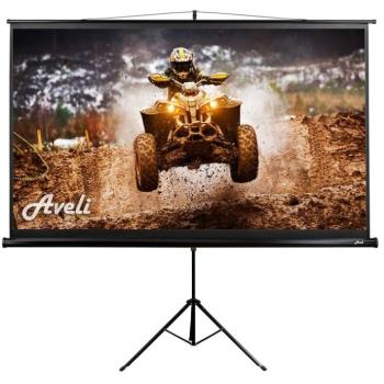 AVELI Mobil állványos vetítővászon, 92", (16:9), fekete tok kép