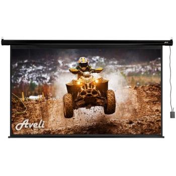 AVELI Rolós vetítővászon, elektromos motoros, 100", (16:9), fekete tok kép
