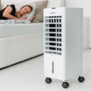 BEWELLO mobil klíma Mobil léghűtő ventilátor és párásító – 220-240V, 3.8 L jégakkus hidegvizes léghűtő kép