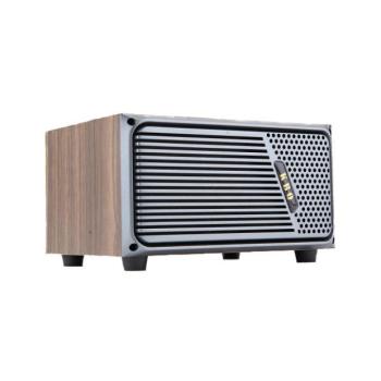 Bluetooth hangszóró, USB input, SD kártya olvasó, ezüst-világosbarna