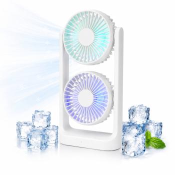 BreezeMax 360°-ban állítható duplafejes asztali ventilátor – USB, LED világítással 53202 (BBM) kép