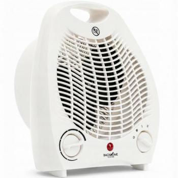 Elektromos fűtőtest ventilátorral és biztonsági kapcsolóval, fehér kép