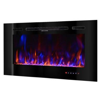 Fali-beépithető elektromos kandalló Beverly, Art Flame, 544×1016×140 mm, 1500 W, 3 lángszín, 3 fokozatú lángsebesség, Farönkök és kristályok kép