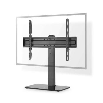 Fix TV állvány | 37 – 70 " | Maximális támogatott képernyő súly: 40 kg | Állítható, előre maghatározott magasságok | Acél / Edzett üveg | Fekete kép
