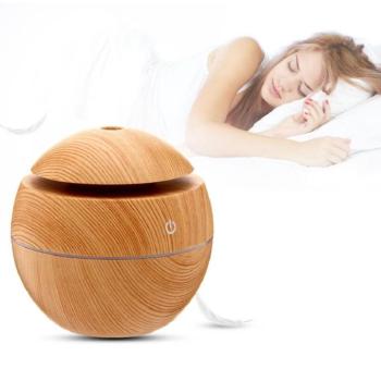 Gömb alakú ultrahangos aroma diffúzor világosbarna színben LED világítással – 130 ml (BBV) kép