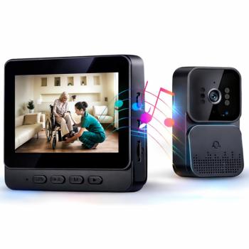 GuardBell WiFi videós kapucsengő monitorral – kétirányú kommunikáció, éjjellátó, IP65 kültéri okos csengő (BBV) kép