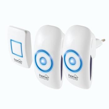 Home DBS 1501AC vezeték nélküli csengőszett, 150m hatótáv, 36 dallam, többszólamú hang, 4 fokozatú hangerő, kék LED, 230V-os tápellátás kép