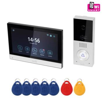 Home DPV SMART video kaputelefon, 7 érintőképernyő, IP65, AHD kamera, mozgásérzékelő, RFID, bővíthető, InterCom, Smart Life, Tuya Smart" kép