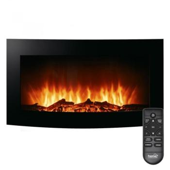 Home FKK 17 Elektromos fali látványkandalló, íves, fekete ívelt üveglap, 5 fokozatban állítható fényerő, 2 fokozatú fűtés ( 1000/2000w ) progElektromo kép