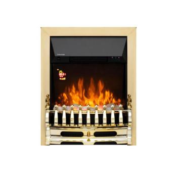 HOME FKKI25G beépíthető elektromos látványkandalló, max. 2000 W, LED fényeffekt, 2 fokozat, távirányító, heti időzítés, arany díszítés