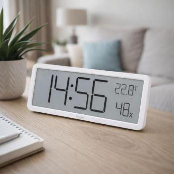 HOME HC18 páratartalom és hőmérséklet mérő ébresztőóra, prémium LCD kijelzővel, bútorra, falra helyezhető kép