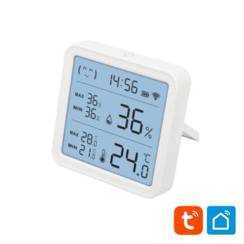 Home HSTHC hő- és páratartalom mérő, óra, nagy LCD kijelző, Smart Life, Tuya Smart, okos otthon, telefonos értesítés, automatizálás, eszközvezérlés, r kép