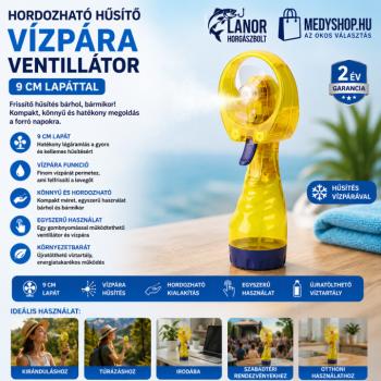 Hordozható hűsítő vízpára ventillátor 9 cm lapáttal – Sárga kép