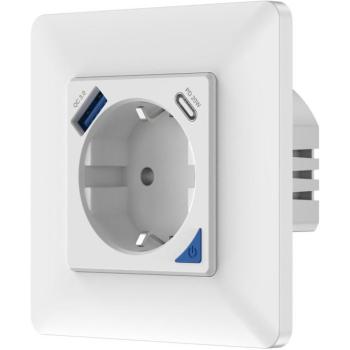 IMMAX NEO beltéri, földelőcsap nélküli, F típusú, 1× USB, 1× USB-C, PD 20W, Zigbee kép