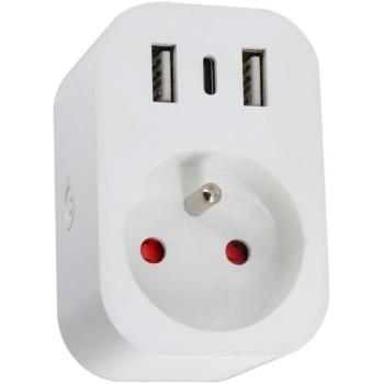 IMMAX NEO beltéri, földelt, E típus, 2× USB, 1× USB-C, Zigbee kép