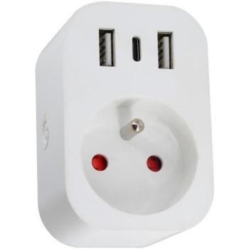 IMMAX NEO LITE Smart beltéri konnektor, E típus, 2× USB, 1× USB C , WiFi kép