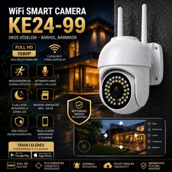 KE24-99 WiFi IP kamera kül- és beltéri használatra 1080P felbontással, éjszakai látás móddal kép