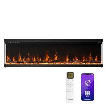 Klarstein EchoFlame Smart falra szerelhető elektromos kandalló | 152 cm | 1800 W | 2 fűtési üzemmód | 12 szín | Fekete kép