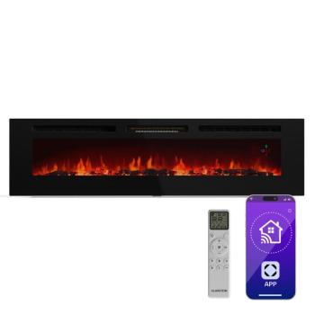 Klarstein Galeras Smart Intelligens elektromos kandalló, 2 hőmérséklet beállítás, 16 - 30°, LED lángillúzió, IOT csatlakozási lehetőség