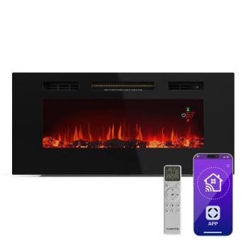 Klarstein Galeras Smart Intelligens elektromos kandalló, 2 hőmérséklet beállítás, 16 - 30°, LED lángillúzió, IOT csatlakozási lehetőség