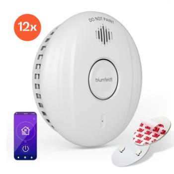 Klarstein SmartVigil Connect WiFi füstérzékelő, 12 db-os készlet, 3 éves akkumulátor, vezérlés alkalmazás segítségével, fúrás nélkül kép