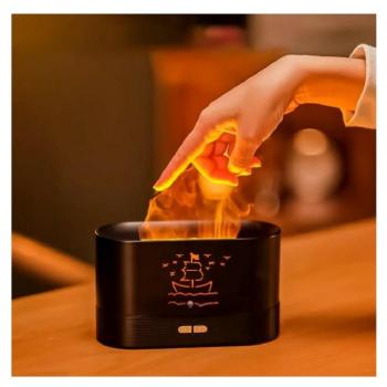 Láng hatású Flame aroma diffúzor és párásító -180 ml , USB, sötétbarna (BBV) kép