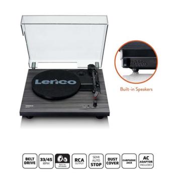Lenco LS-10BK lemezjátszó beépített hangszórókkal, MDF ház kép