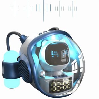 M60 Intelligens Space Astronauta vezeték nélküli akkumulátoros hangszó ébresztőóra RGB lámpával (BBD) (FX) kép