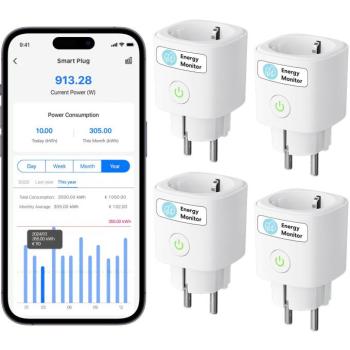 Meross Matter Compatible Smart Wi-Fi Plug with Energy Monitor (4 pack) kép