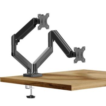 Monitor&TV tartókonzol – dupla karos, teleszkópos – asztallapra rögzíthető – 45 cm, 32" kép