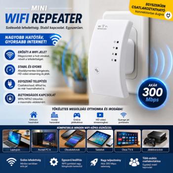 MS-148 WLAN WiFi jelerősítő 300 Mbps – fehér kép