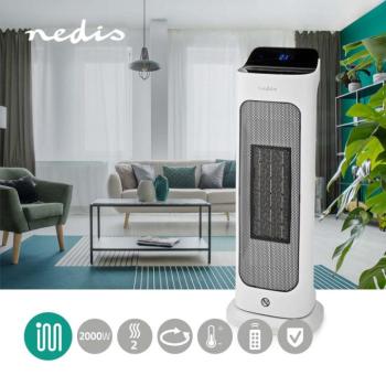Nedis Álló kerámia PTC fűtőtest távirányítóval és időzítővel, fehér, 1400 / 2000 W (HTFA20WT) kép