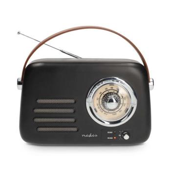 Nedis RDFM2600BK retró FM rádió, Bluetooth® 5.4, AUX bemenet, USB port, 1500 mAh-s lítium-ion akkumulátor kép