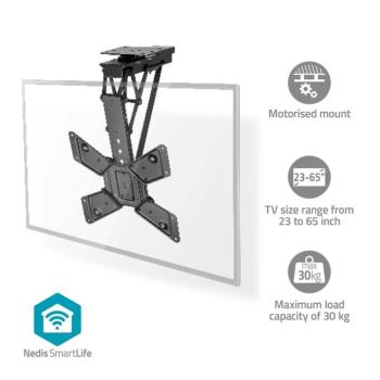 SmartLife Motorised TV Ceiling Mount | 23 – 65 " | Maximum supported screen weight: 30 kg | Rotatable | Tiltable | Minimum ceiling distance: 140 mm | kép