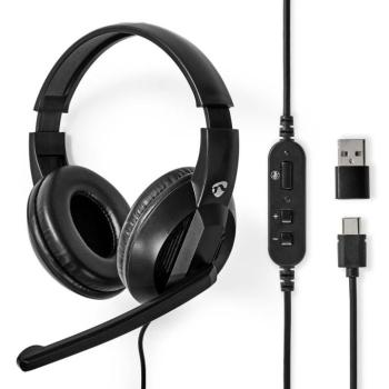 PC headset | Teljes Fület Befedő Kialakítás | Stereo | USB Type-A / USB Type-C™ | Felhajtható Mikrofon | Fekete kép