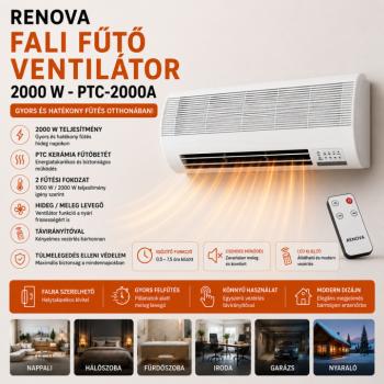 RENOVA fali fűtő ventilátor 2000 W – PTC-2000A kép