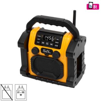 SAL BTWORKPRO munka- és szabadidő hangszóró, multimédia lejátszó, Bluetooth, LED lámpa, power bank, IP55, ütésálló