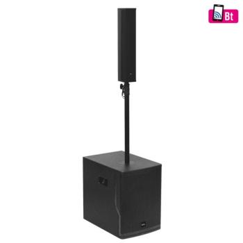 SAL PAS10W43S professzionális oszlopsugárzó hangrendszer, max. 800 W, 25cm mélysugárzó, 4×3” szélessávú satellit hangszóró, aktív zenekari hangdoboz, kép