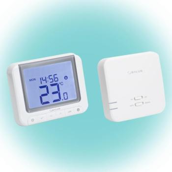 SALUS RT520RF vezeték nélküli szobatermosztát, Opentherm csatlakozó, kontaktus kimenet, LCD, PIN kód, szerviz figyelmeztető, 5 – 32,5 °C kép