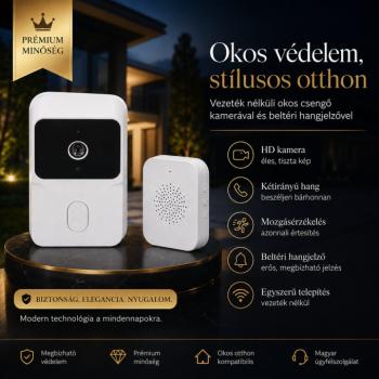 Smart Doorbell WiFi videós kapucsengő HD kamerával és beltéri hangjelzővel – fehér kép